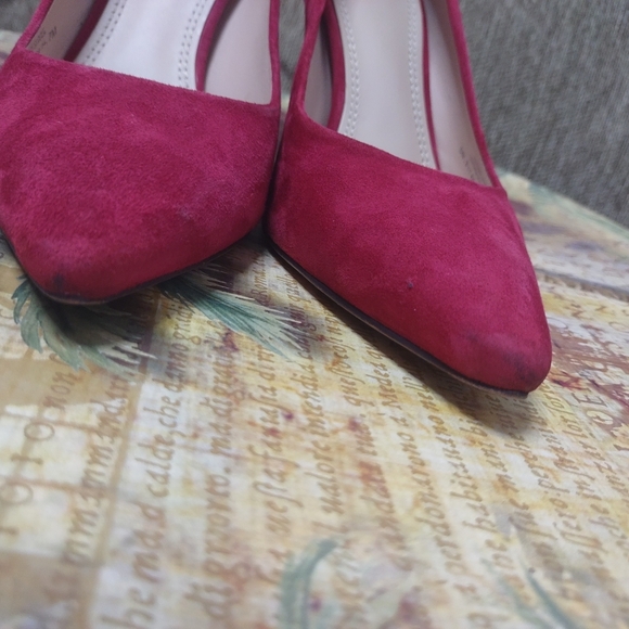Tory Burch Red Suede Pointed-Toe Pump Classic High Heels Size 7M - Picture 11 of 14